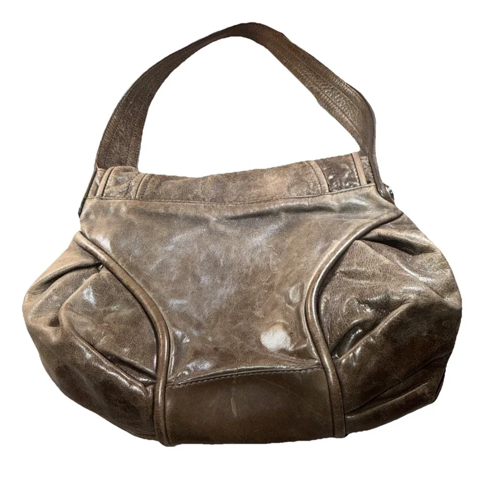 Francesco Biasia Genuine Leather Hobo Bag Shoulder Bag Purse Ex Lg‎ Brown